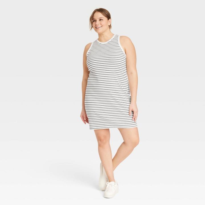 Women's Plus Size Sleeveless Rib Racer Dress - A New Day