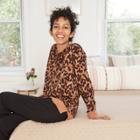Women's Tortoise Print Beautifully Soft Fleece Lounge Tunic Sweatshirt - Stars Above Brown Xs, Brown/green
