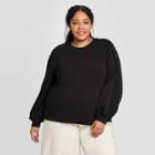 Women's Plus Size Crewneck Eyelet Trim Sweatshirt - Who What Wear Black 1x, Women's,
