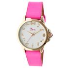 Women's Boum Rendezvous Synthetic Leather Strap Watch- Hot Pink