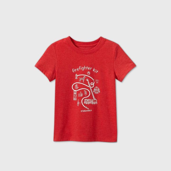 Toddler Boys' Short Sleeve Firefighter Graphic T-shirt - Cat & Jack Red