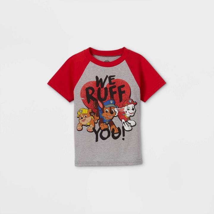 Toddler Boys' Paw Patrol 'we Ruff You' Valentine's Day Short Sleeve Graphic T-shirt - Red