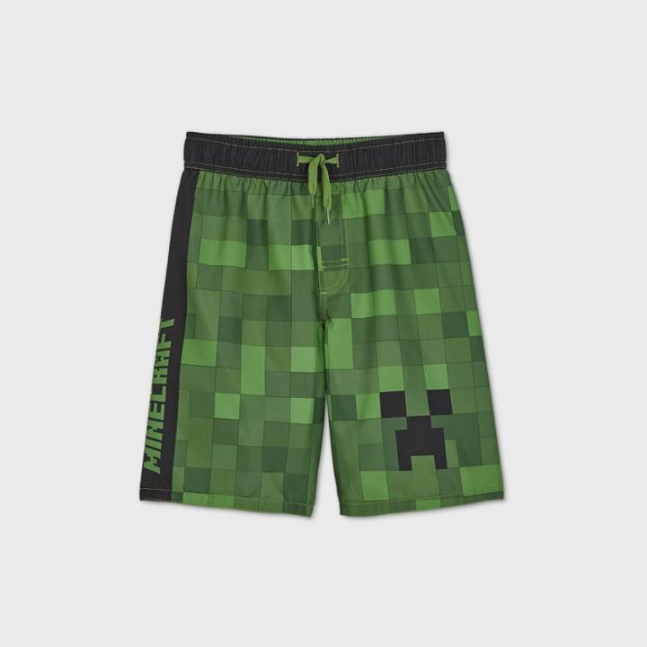 Boys' Minecraft Swim Trunks - Green