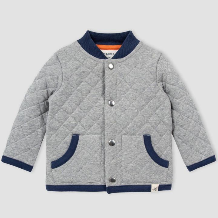 Burt's Bees Baby Baby Boys' Organic Cotton Quilted Jacket - Gray/blue 0-3m, Blue/gray