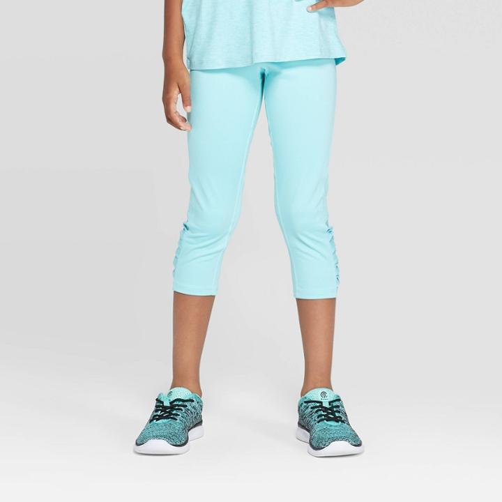 Girls' Mesh Pieced Capri Leggings - C9 Champion Teal Blue
