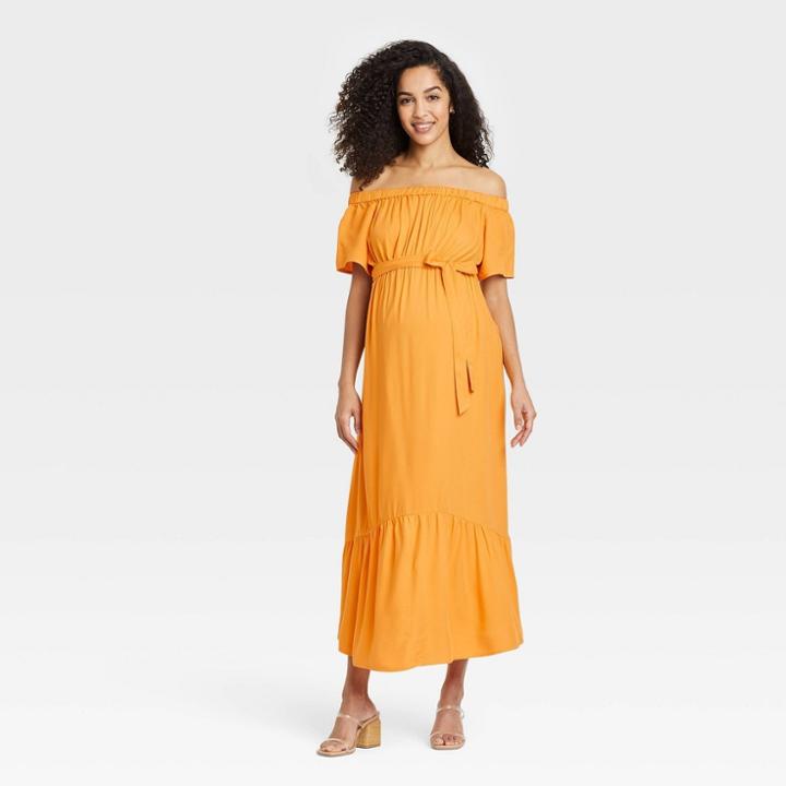 Elbow Sleeve Maternity Dress - Isabel Maternity By Ingrid & Isabel Yellow