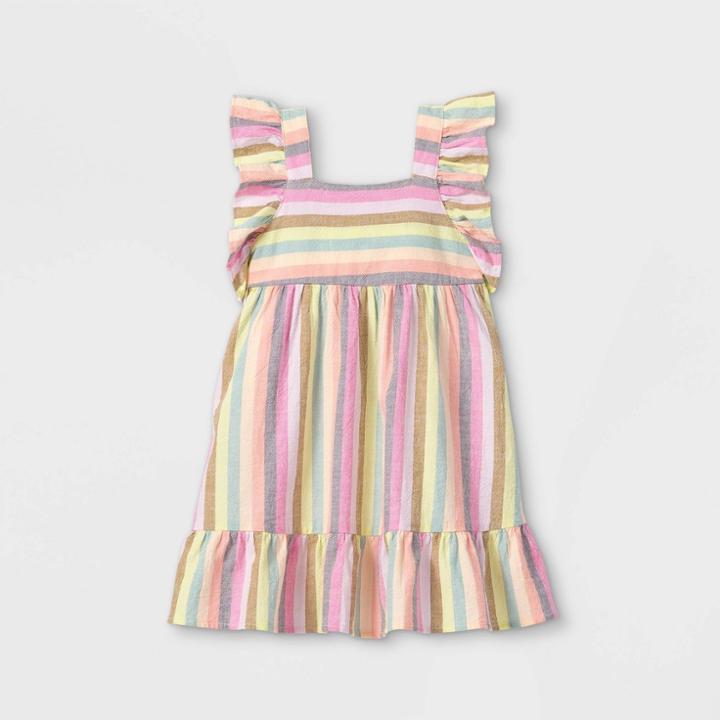 Toddler Girls' Striped Ruffle Sleeve Dress - Cat & Jack