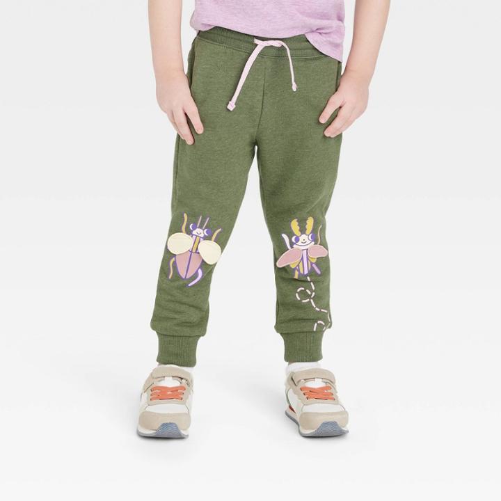 Toddler Boys' Bug Knee French Terry Pull-on Jogger Pants - Cat & Jack Olive Green