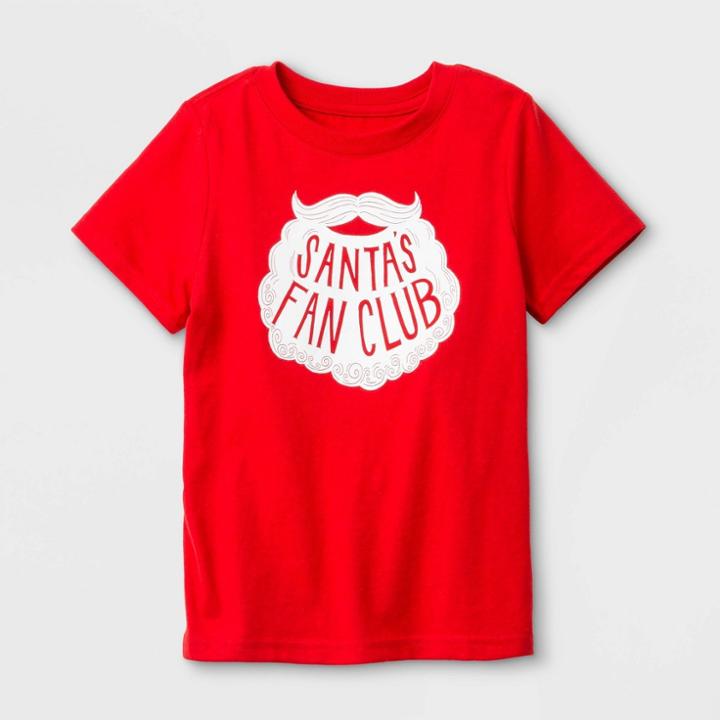 Toddler Santa's Fan Club Graphic T-shirt - Cat & Jack Red 12m, Kids Unisex