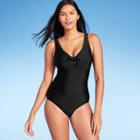 Kona Sol Women's Grommet Scallop High Coverage One Piece Swimsuit - Kona