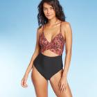 Women's Wrap Front Medium Coverage One Piece Swimsuit - Kona Sol Animal Print Xs, Women's, Red