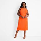 Women's Plus Size Sleeveless Ribbed Cut Out Back A-line Dress - Future Collective With Kahlana Barfield Brown Orange