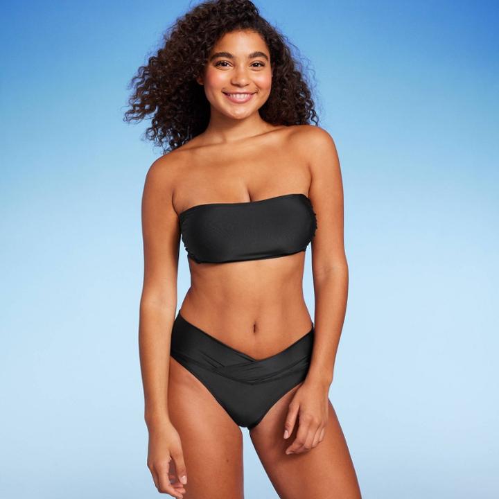 Women's Bandeau Bikini Top - Wild Fable Black D/dd Cup