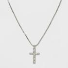 Short Delicate Acrylic Stones Cross Pendant Necklace - Wild Fable Shiny Silver,
