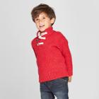 Toddler Boys' Long Sleeve Mock Neck Toggle Sweater - Cat & Jack Red