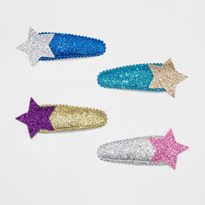 Girls' 4pk Shooting Star Clips And Barrettes - Cat & Jack Blue/gold