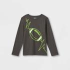 Boys' Adaptive Football Long Sleeve Graphic T-shirt - Cat & Jack Charcoal Gray