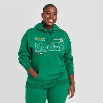 Women's Kodak Plus Size Hooded Graphic Sweatshirt - Green