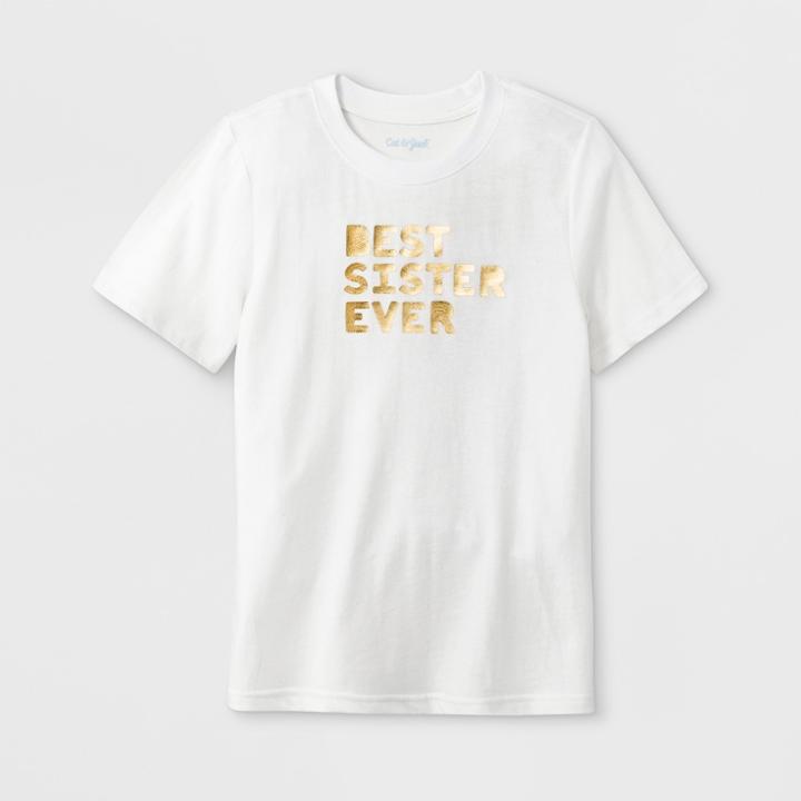 Girls' Short Sleeve 'best Sister Ever' Graphic T-shirt - Cat & Jack White
