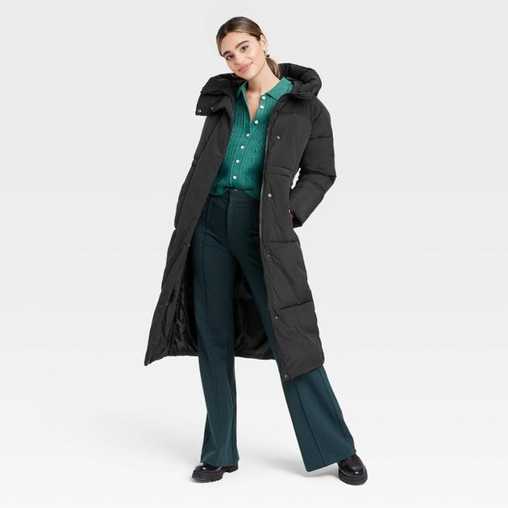 Women's Duvet Puffer Jacket - A New Day Black