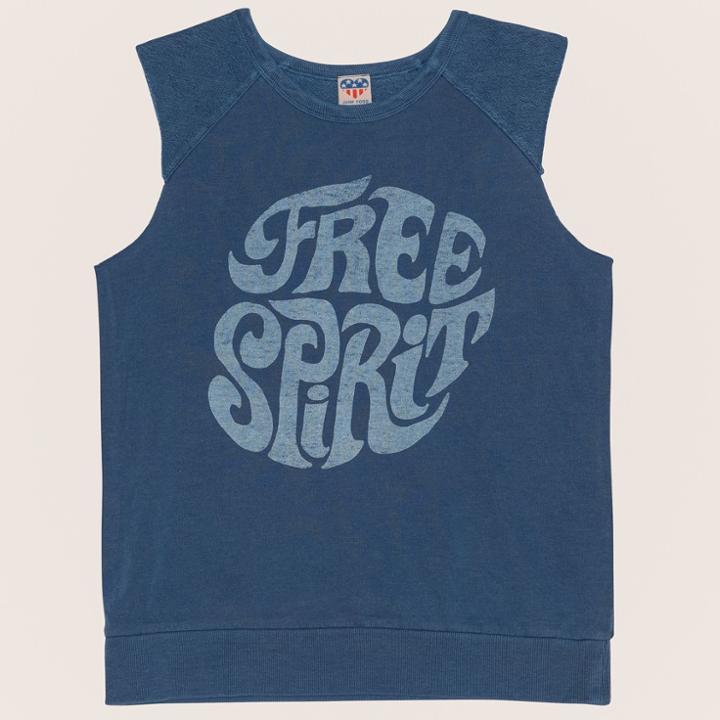 Junk Food Women's Plus Size Free Spirit Reverse Pullover Tank Top - Blue