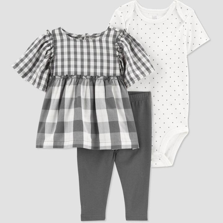 Carter's Just One You Baby Girls' Gingham Top & Bottom Set - Black/white Newborn