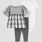 Carter's Just One You Baby Girls' Gingham Top & Bottom Set - Black/white Newborn