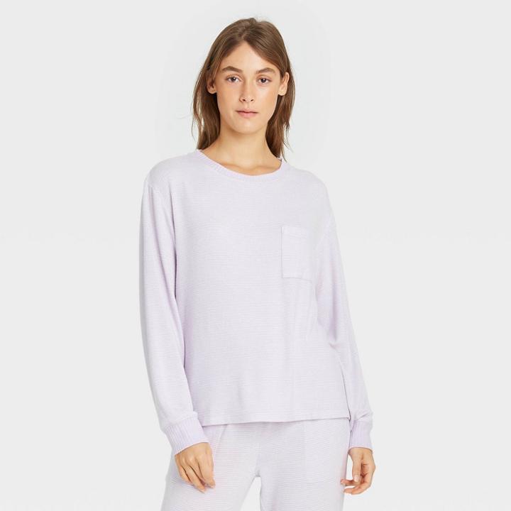 Women's Striped Perfectly Cozy Lounge Sweatshirt - Stars Above Purple