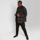 Men's Big & Tall Striped Long Sleeve Hooded Flannel Button-down Shirt - Original Use Navy