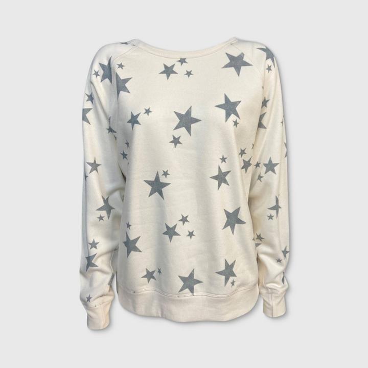 Grayson Threads Women's Star Print Sweatshirt (juniors') - Ivory Xs, Women's, Beige
