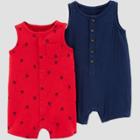 Baby Boys' 2pk Sailboat Romper Set - Just One You Made By Carter's Red/navy Newborn