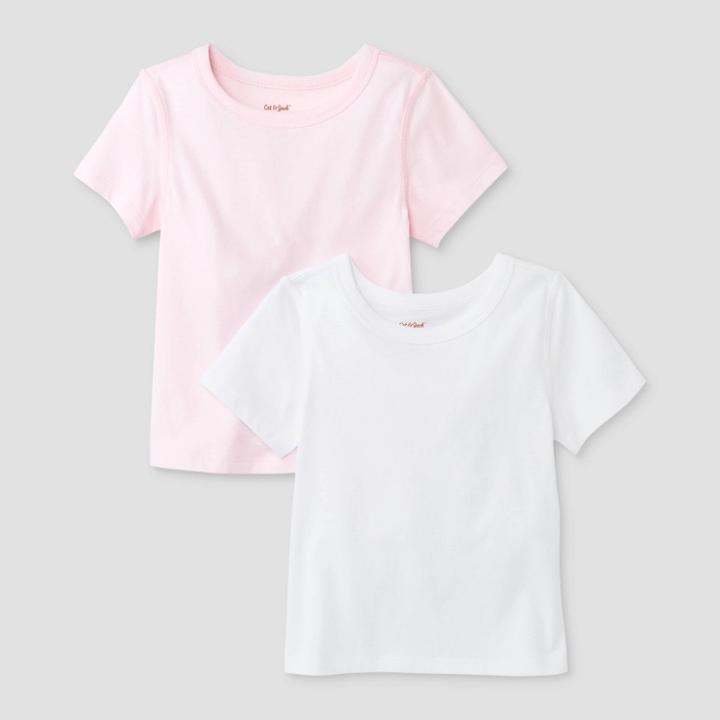 Toddler 2pk Adaptive Short Sleeve T-shirt - Cat & Jack White/light Pink