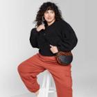 Women's Plus Size Long Sleeve Crewneck Sherpa Sweatshirt - Wild Fable Black 1x, Women's,