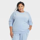 Women's Plus Size Velour Pullover Sweatshirt - Ava & Viv Blue