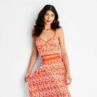 Women's V-neck Bralette Sweater Tank Top - Future Collective With Kahlana Barfield Brown Orange Geometric Xxs