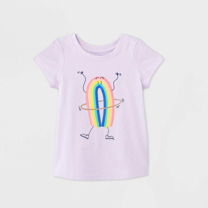 Petitetoddler Girls' Short Sleeve Rainbow Hula Hoop Graphic T-shirt - Cat & Jack Purple 12m, Toddler Girl's