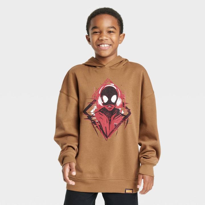 Boys' Marvel Spider-man: Miles Morales X Nikkolas Smith Pullover Sweatshirt - Brown