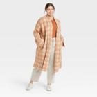 Women's Plus Size Houndstooth Open-front Sweater Cardigan - A New Day Cream