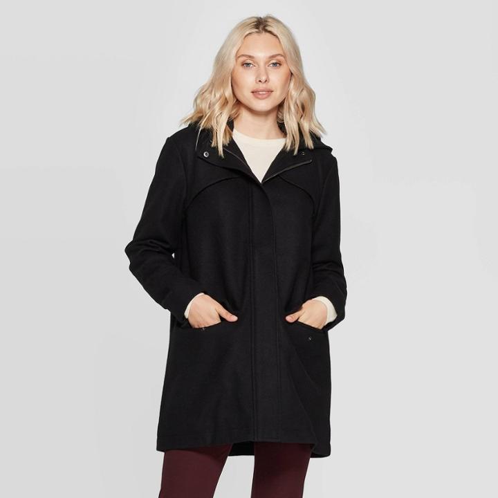 Women's Wool Duffel Coat - A New Day Black M,