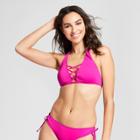 Women's Strappy High Neck Halter Bikini Top - Mossimo Hot Pink