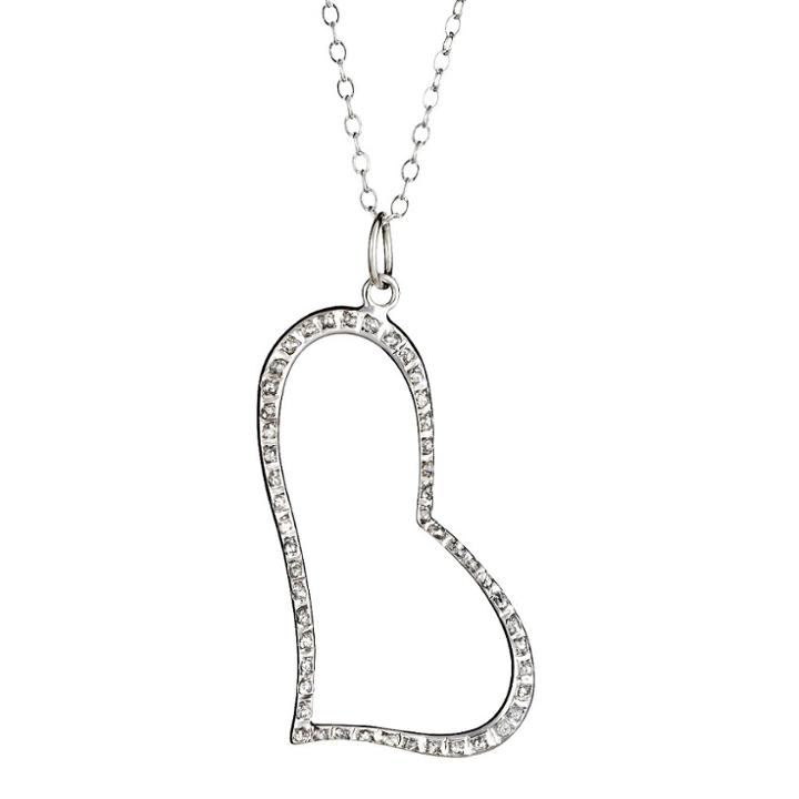 Target Sterling Silver Heart Pendant Necklace With Diamond Accents - White
