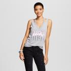 Fifth Sun Women's Flamingo Cut Out Graphic Tank Top Gray S - Fifth