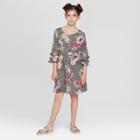 Lots Of Love By Speechless Girls' All Over Floral Print Dress - Black 8, Black Purple