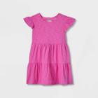 Girls' Wash Knit Tiered Short Sleeve Dress - Cat & Jack Bright Pink