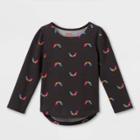 Toddler Girls' Adaptive Rainbow Print Long Sleeve Graphic T-shirt - Cat & Jack Charcoal Gray