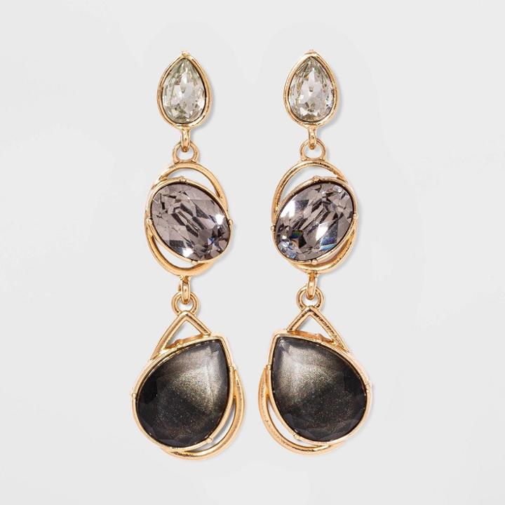 Multi Stone With Ombre Effect Drop Earrings - A New Day Black