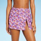 Women's Side-slit Skirt Swimsuit Cover Up - Wild Fable Purple Floral Print Xxs