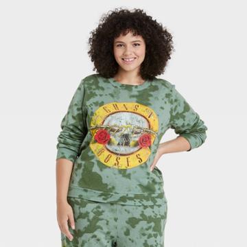 Women's Guns N' Roses Plus Size Logo Graphic Sweatshirt - Green