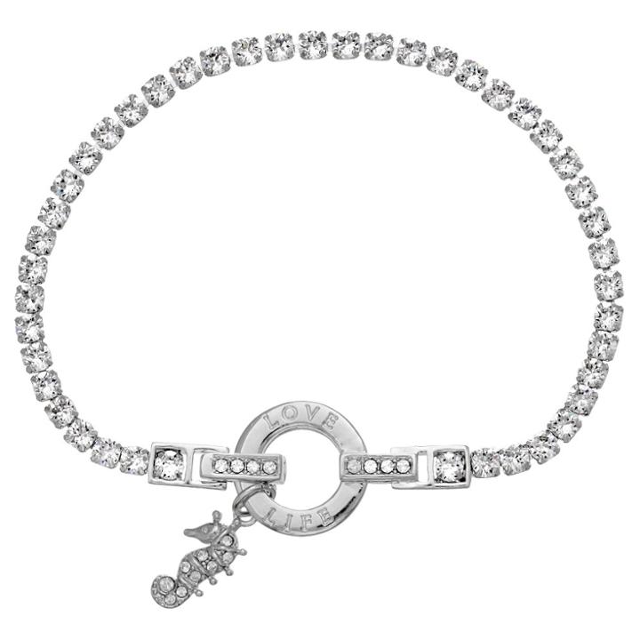 Distributed By Target Women's Clear Swarovski Crystal Tennis Bracelet With Seahorse Charm In Silver Plate - Clear/gray (8), Clear Tree