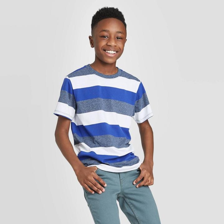 Petiteboys' Short Sleeve Stripe T-shirt - Cat & Jack Navy Xs, Boy's, Blue